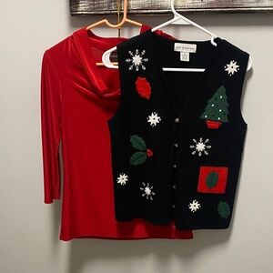 Dana Buchman Red Cowl Neck Top